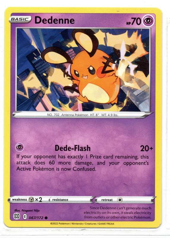 2022 Pokemon/Nintendo/Creatures/GAMEFREAK - Brilliant Stars - Dedenne 67/172 Common