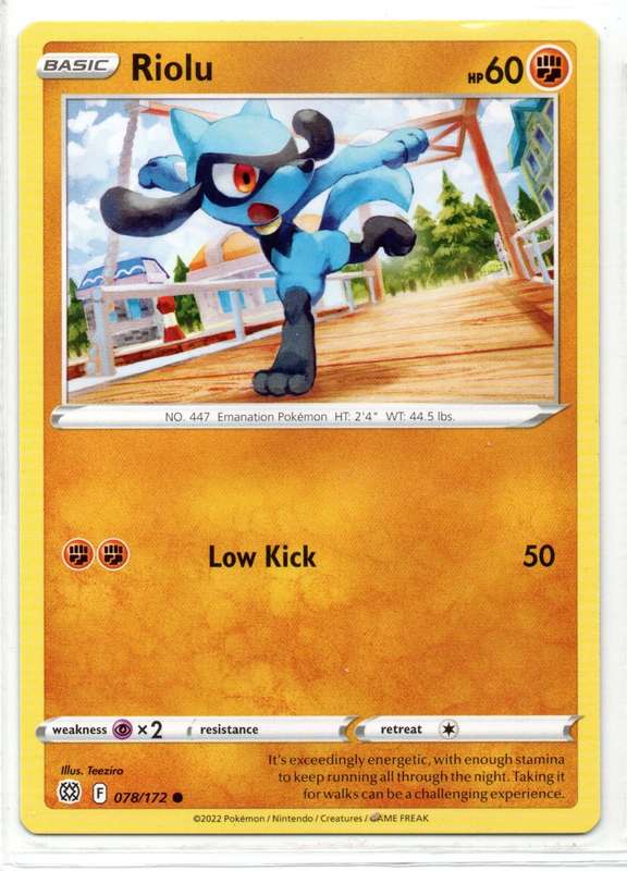 2022 Pokemon/Nintendo/Creatures/GAMEFREAK - Brilliant Stars - Riolu 78/172 Common