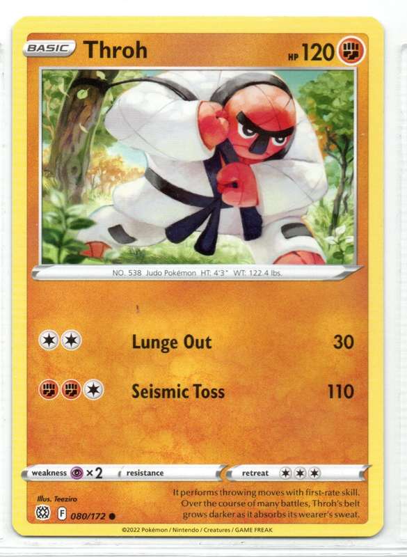 2022 Pokemon/Nintendo/Creatures/GAMEFREAK - Brilliant Stars - Throh 80/172 Common