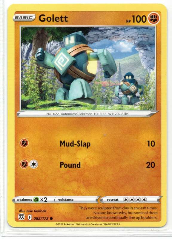 2022 Pokemon/Nintendo/Creatures/GAMEFREAK - Brilliant Stars - Golett 82/172 Common