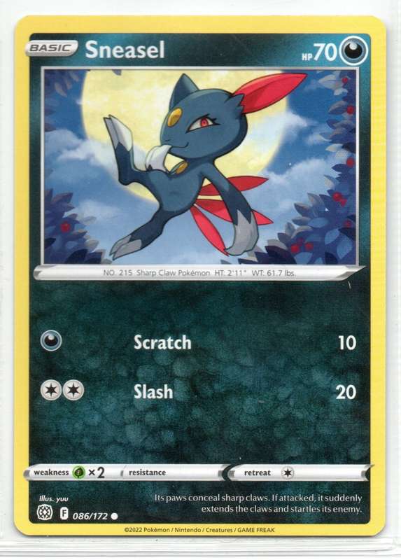 2022 Pokemon/Nintendo/Creatures/GAMEFREAK - Brilliant Stars - Sneasel 86/172 Common