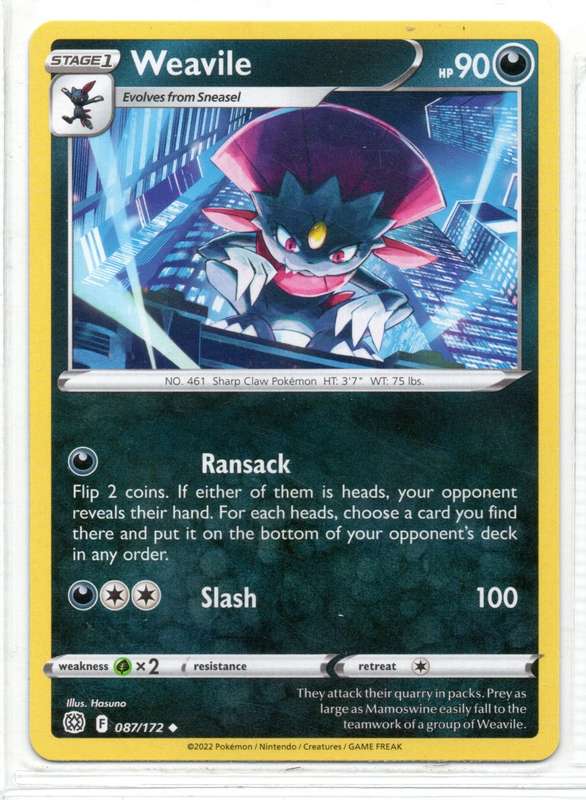 2022 Pokemon/Nintendo/Creatures/GAMEFREAK - Brilliant Stars - Weavile 87/172 Uncommon
