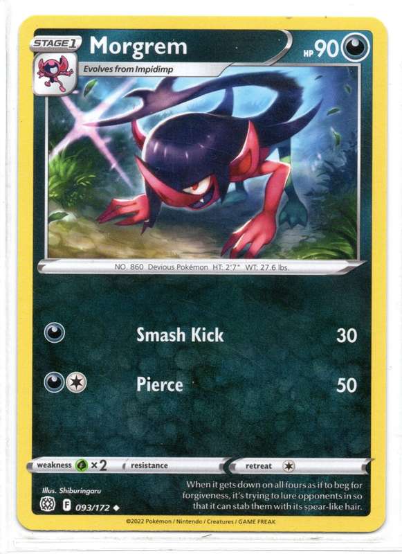 2022 Pokemon/Nintendo/Creatures/GAMEFREAK - Brilliant Stars - Morgrem 93/172 Uncommon