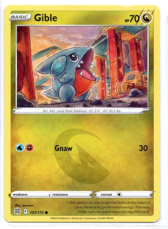 2022 Pokemon/Nintendo/Creatures/GAMEFREAK - Brilliant Stars - Gible 107/172 Common
