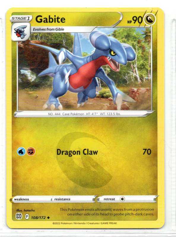 2022 Pokemon/Nintendo/Creatures/GAMEFREAK - Brilliant Stars - Gabite 108/172 Uncommon