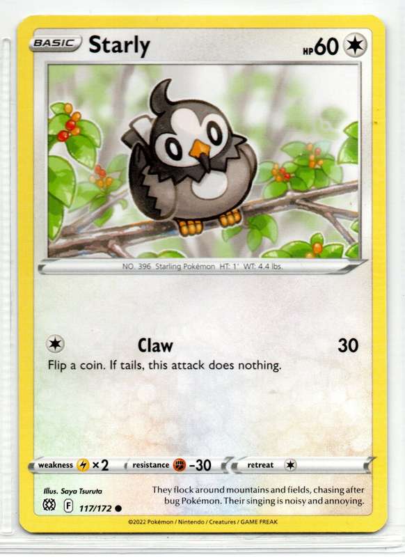 2022 Pokemon/Nintendo/Creatures/GAMEFREAK - Brilliant Stars - Starly 117/172 Common