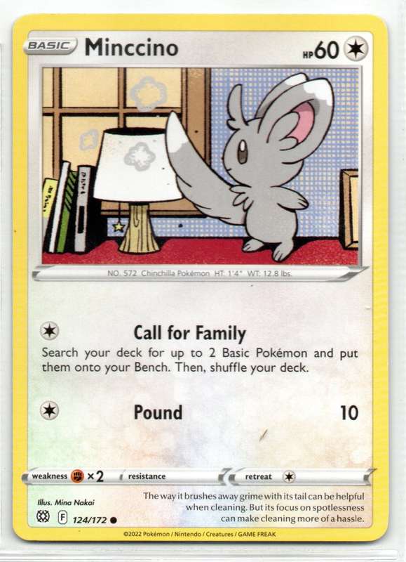 2022 Pokemon/Nintendo/Creatures/GAMEFREAK - Brilliant Stars - Minccino 124/172 Common