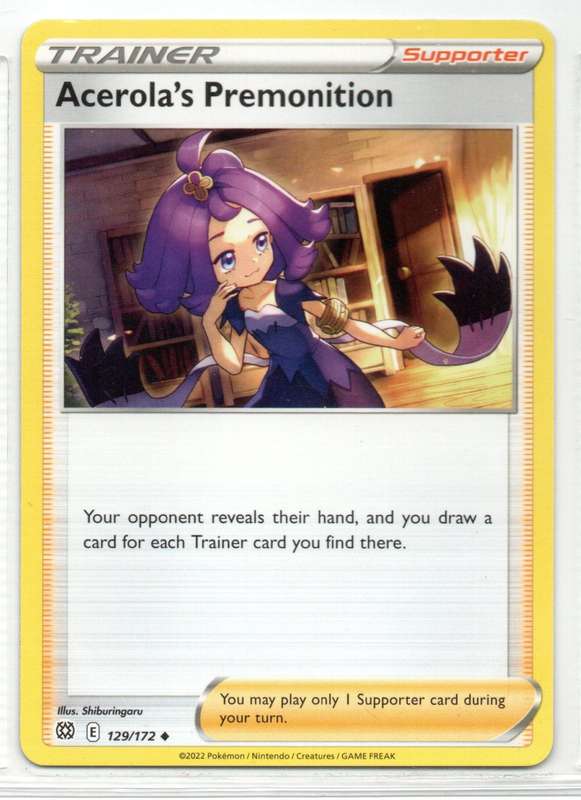 2022 Pokemon/Nintendo/Creatures/GAMEFREAK - Brilliant Stars - Acerola`s Premonition  129/172 Uncommo