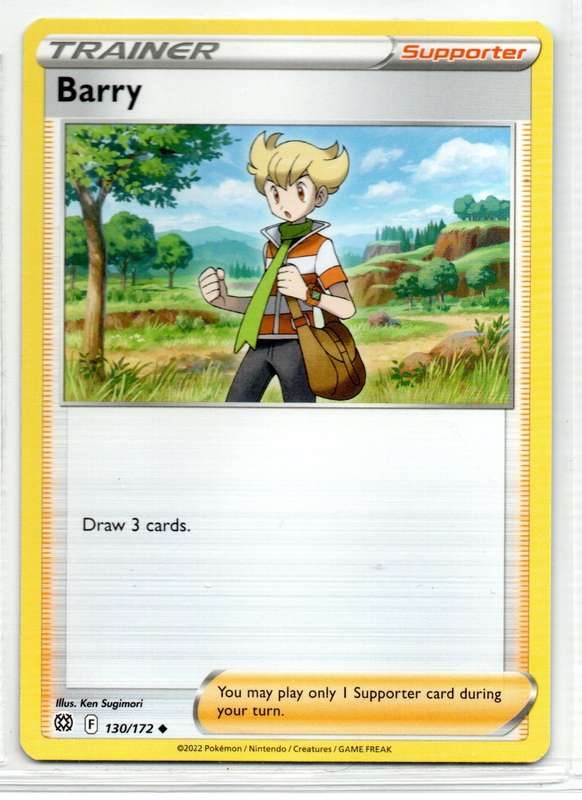 2022 Pokemon/Nintendo/Creatures/GAMEFREAK - Brilliant Stars - Trainer Barry 130/172 Uncommon