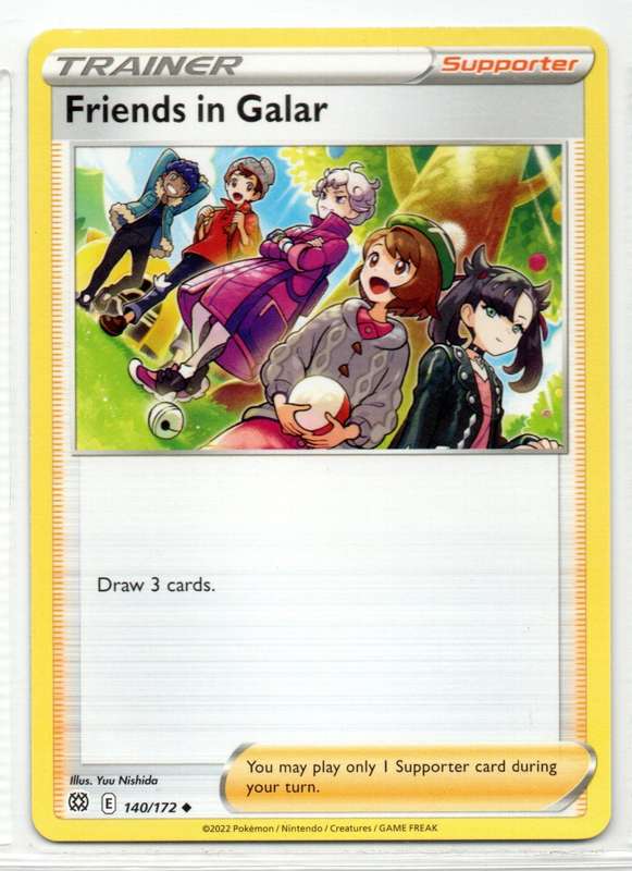 2022 Pokemon/Nintendo/Creatures/GAMEFREAK - Brilliant Stars - Trainer Friends in Galar 140/172 Uncom