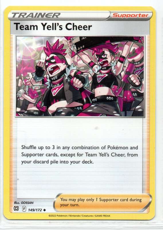 2022 Pokemon/Nintendo/Creatures/GAMEFREAK - Brilliant Stars - Trainer Yell`s Cheer 149/172 Uncommon