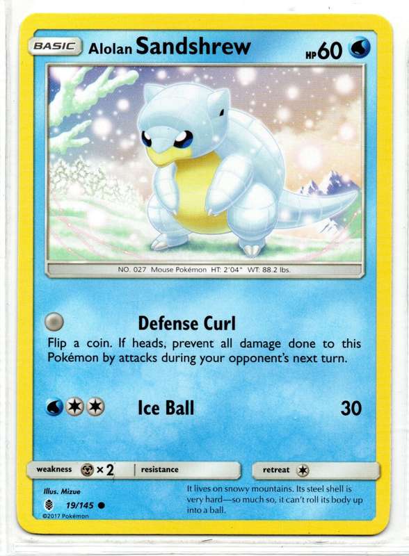 2017 Pokemon - Guardians Rising - Alolan Sandshrew 19/145 Common