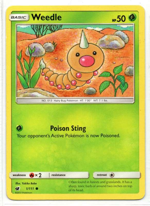 2017 Pokemon - Crimson Invasion - Weedle 1/111 Common