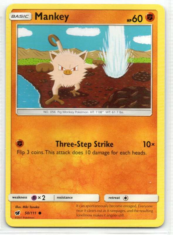 2017 Pokemon - Crimson Invasion - Mankey 50/111 Common