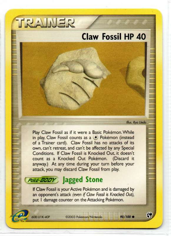 2003 Pokemon/Nintendo - Sandstorm  - Trainer Claw Fossil HP 40 90/100 Common