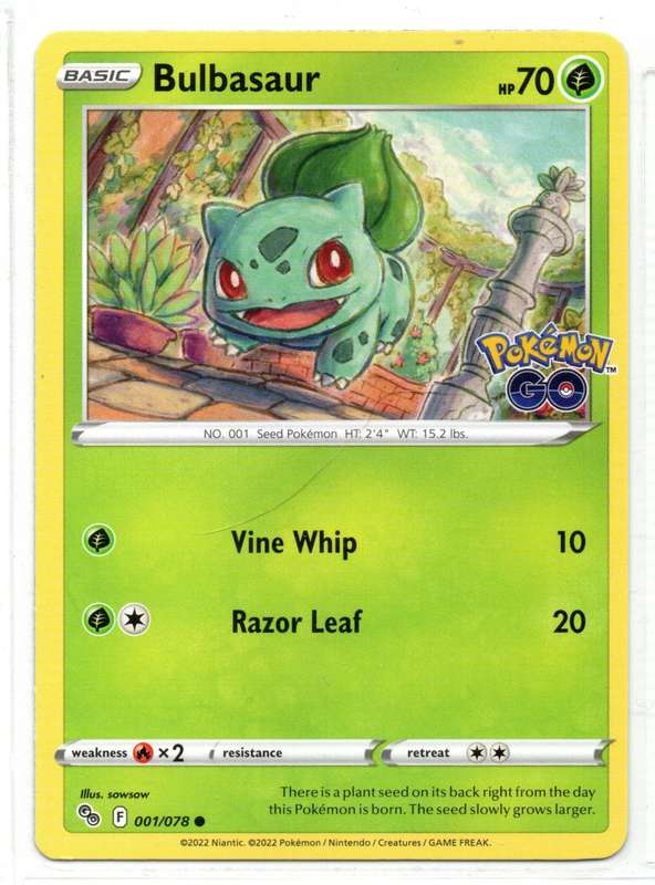 2022 Pokemon/Nintendo/Creature/GameFreak - Pokemon GO - Bulbasaur 1/78 Common