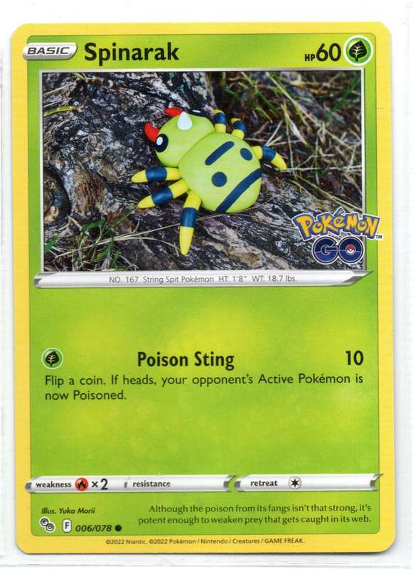 2022 Pokemon/Nintendo/Creature/GameFreak - Pokemon GO - Spinarak 6/78 Common