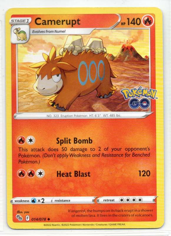 2022 Pokemon/Nintendo/Creature/GameFreak - Pokemon GO - Camerupt 14/78 Uncommon