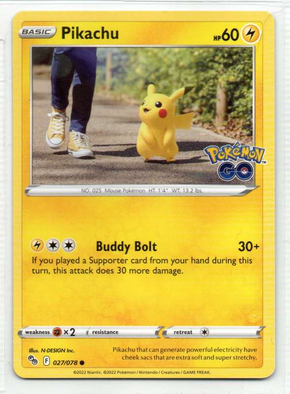 2022 Pokemon/Nintendo/Creature/GameFreak - Pokemon GO - Pikachu 27/78 Common