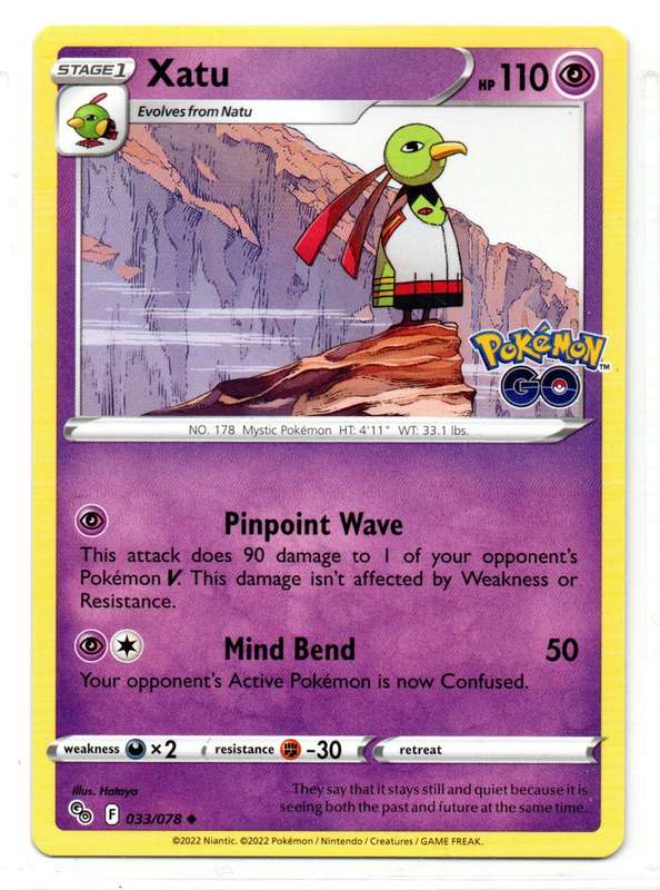 2022 Pokemon/Nintendo/Creature/GameFreak - Pokemon GO - Xatu 33/78 Uncommon