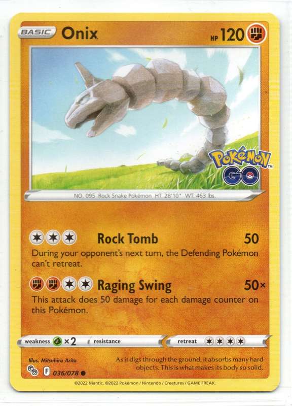 2022 Pokemon/Nintendo/Creature/GameFreak - Pokemon GO - Onix 36/78 Common