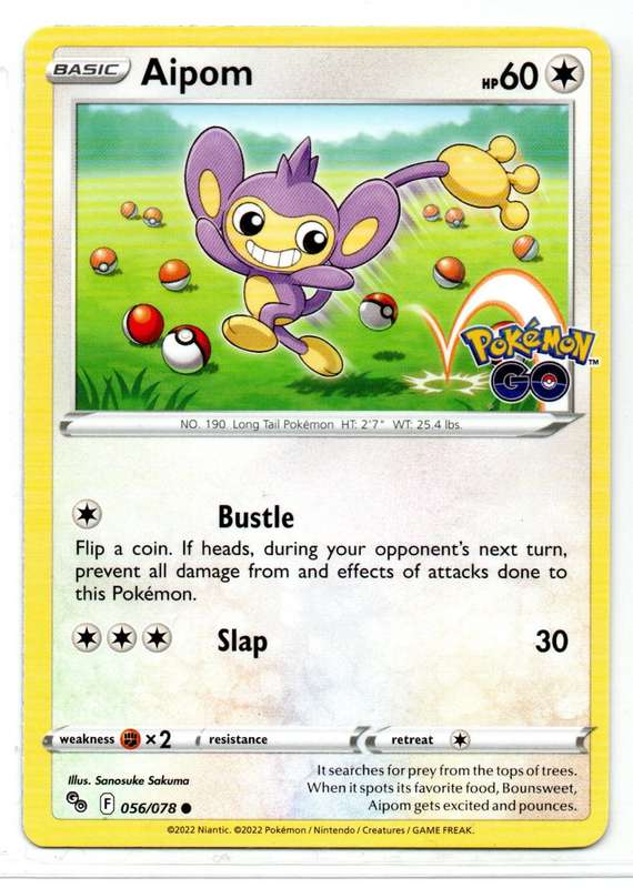 2022 Pokemon/Nintendo/Creature/GameFreak - Pokemon GO - Aipom 56/78 Common