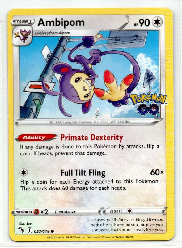 2022 Pokemon/Nintendo/Creature/GameFreak - Pokemon GO - Ambipom 57/78 Common