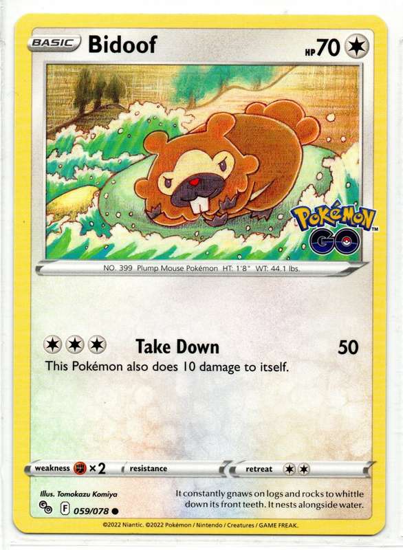 2022 Pokemon/Nintendo/Creature/GameFreak - Pokemon GO - Bidoof 59/78 Common