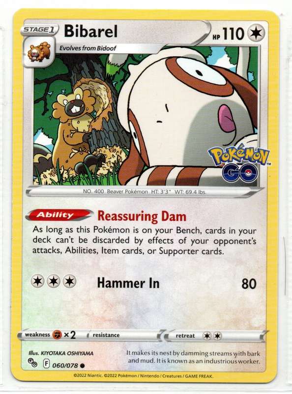 2022 Pokemon/Nintendo/Creature/GameFreak - Pokemon GO - Bibarel 60/78 Common