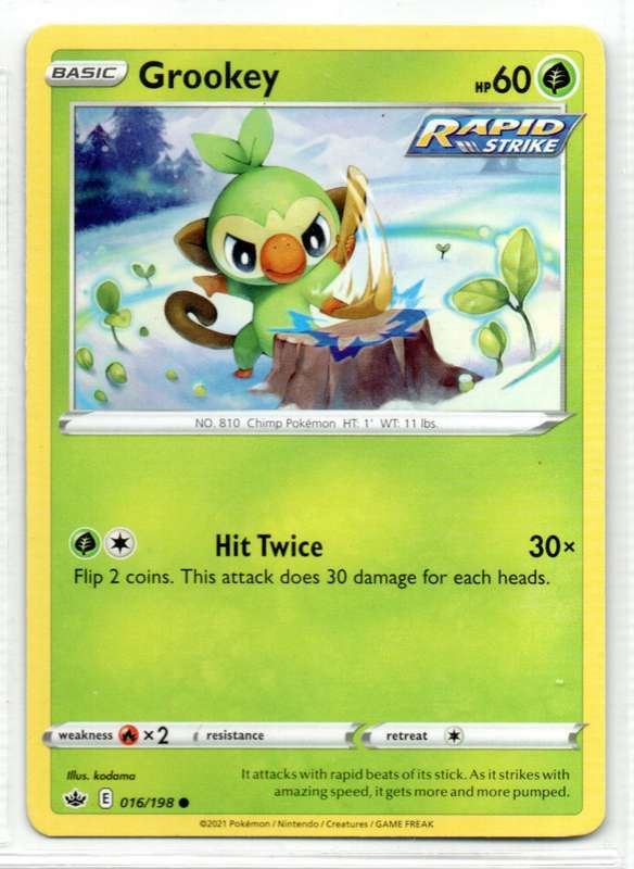 2021 Pokemon/Nintendo/Creature/GameFreak - Chilling Reign - Grookey 16/198 Common