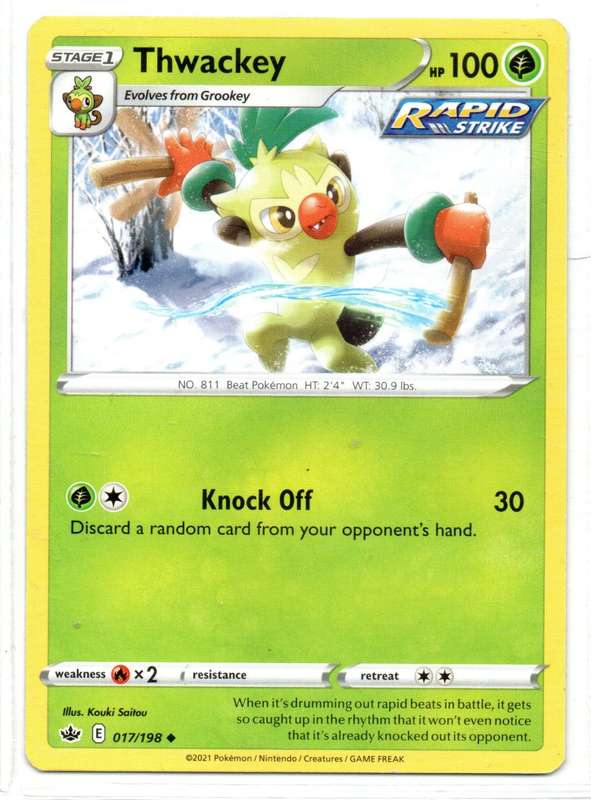 2021 Pokemon/Nintendo/Creature/GameFreak - Chilling Reign - Thwackey 17/198 Uncommon