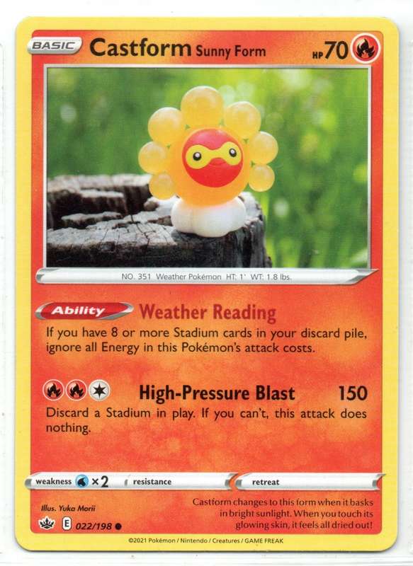 2021 Pokemon/Nintendo/Creature/GameFreak - Chilling Reign - Castform Sunny Form 22/198 Common