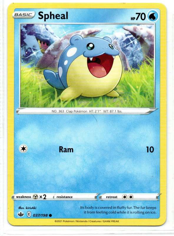 2021 Pokemon/Nintendo/Creature/GameFreak - Chilling Reign - Spheal 37/198 Common
