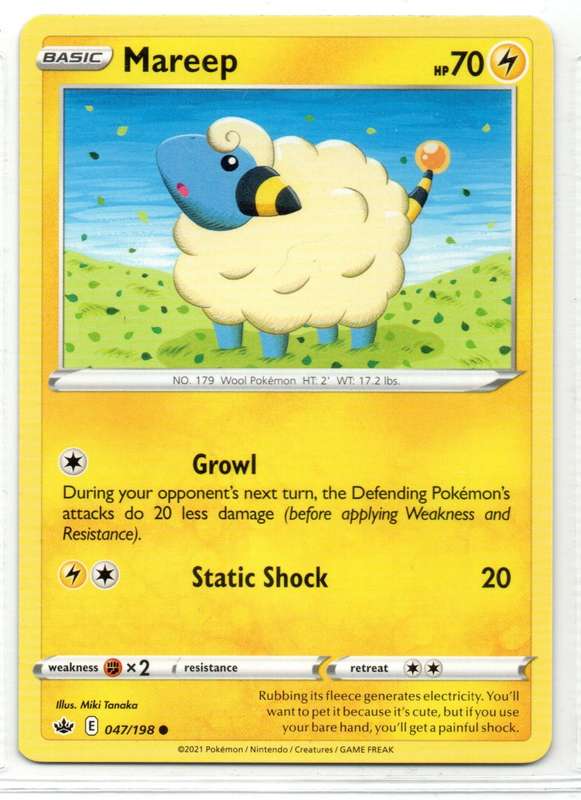 2021 Pokemon/Nintendo/Creature/GameFreak - Chilling Reign - Mareep 47/198 Common