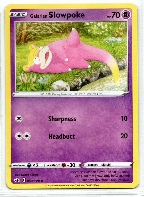 2021 Pokemon/Nintendo/Creature/GameFreak - Chilling Reign - Galarian Slowpoke 54/198 Common