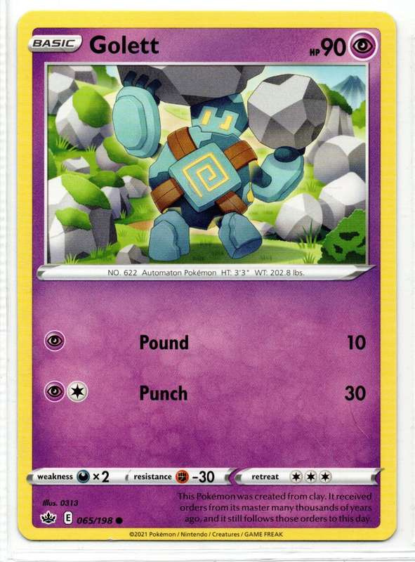 2021 Pokemon/Nintendo/Creature/GameFreak - Chilling Reign - Golett 65/198 Common