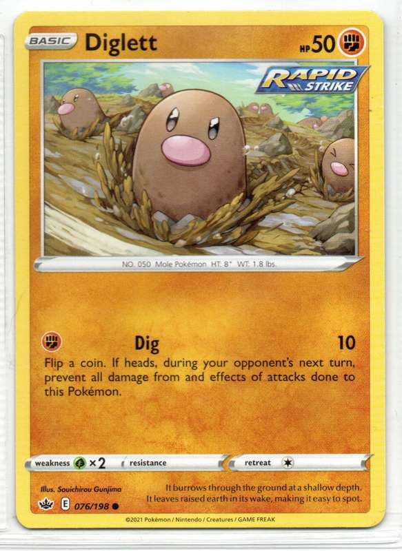 2021 Pokemon/Nintendo/Creature/GameFreak - Chilling Reign - Diglett 76/198 Common