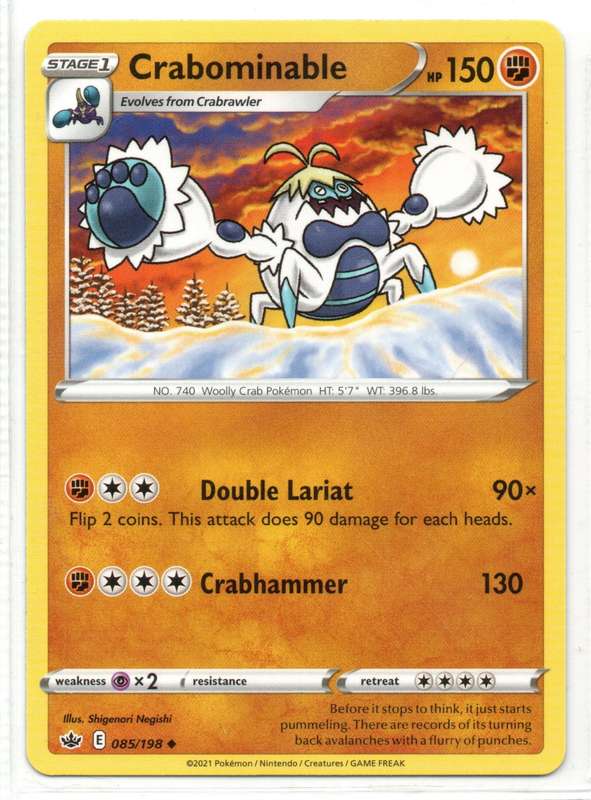 2021 Pokemon/Nintendo/Creature/GameFreak - Chilling Reign - Crabominable 85/198 Uncommon