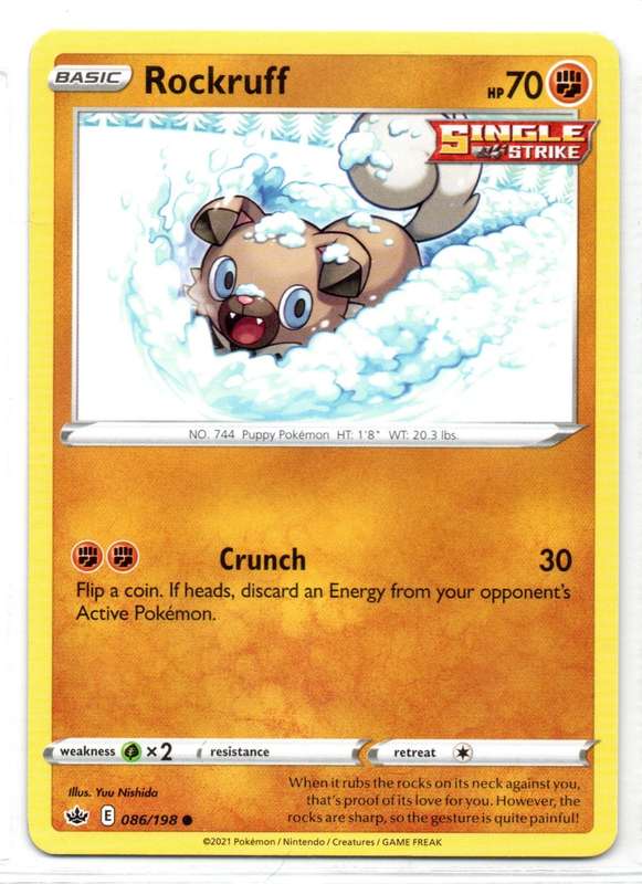 2021 Pokemon/Nintendo/Creature/GameFreak - Chilling Reign - Rockruff 86/198 Common
