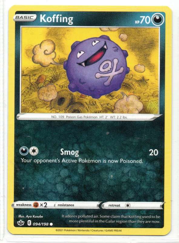 2021 Pokemon/Nintendo/Creature/GameFreak - Chilling Reign - Koffing 94/198 Common