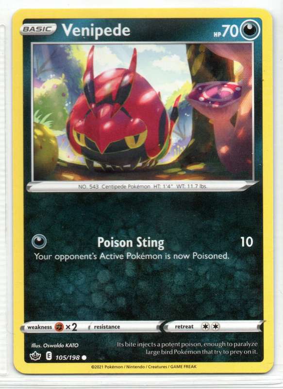 2021 Pokemon/Nintendo/Creature/GameFreak - Chilling Reign - Venipede 105/198 Common