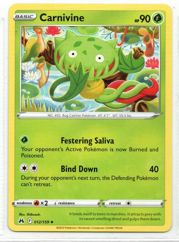 2023 Pokemon/Nintendo/Creatures/GAMEFREAK - Crown Zenith - Carnivine 12/159 Uncommon
