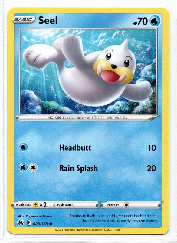 2023 Pokemon/Nintendo/Creatures/GAMEFREAK - Crown Zenith - Seel 29/159 Common