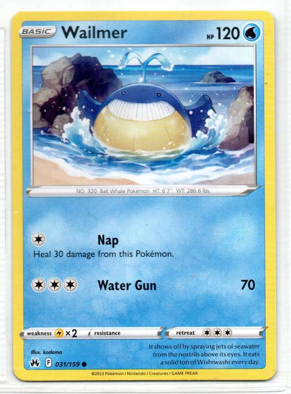 2023 Pokemon/Nintendo/Creatures/GAMEFREAK - Crown Zenith - Wailmer 31/159 Common