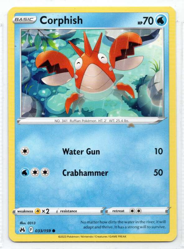 2023 Pokemon/Nintendo/Creatures/GAMEFREAK - Crown Zenith - Corphish 33/159 Common