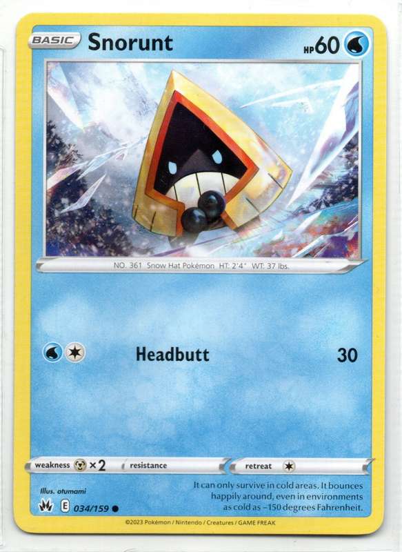 2023 Pokemon/Nintendo/Creatures/GAMEFREAK - Crown Zenith - Snorunt 34/159 Common