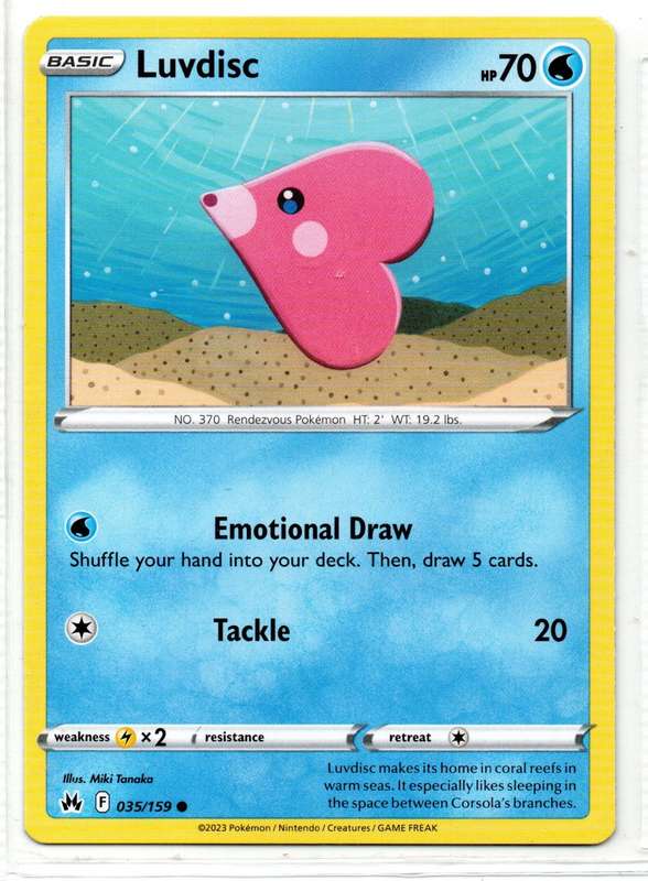 2023 Pokemon/Nintendo/Creatures/GAMEFREAK - Crown Zenith - Luvdisc 35/159 Common