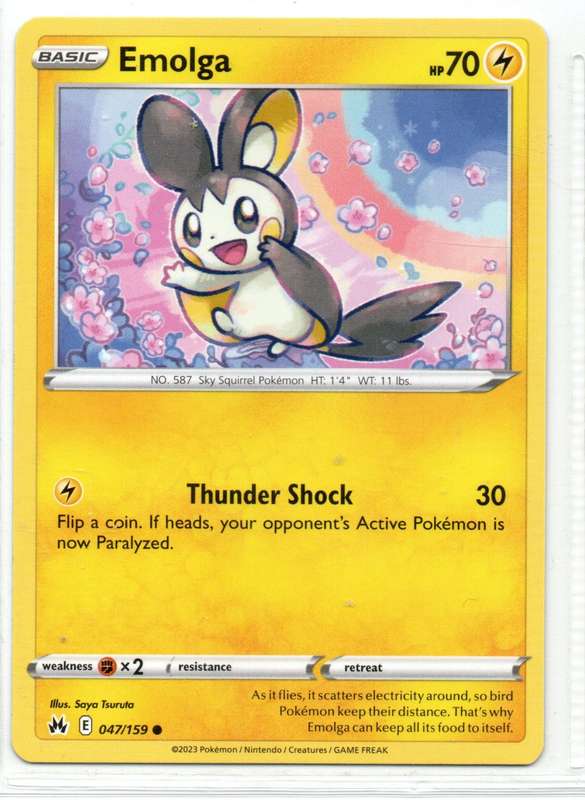 2023 Pokemon/Nintendo/Creatures/GAMEFREAK - Crown Zenith - Emolga 47/159 Common