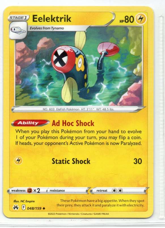 2023 Pokemon/Nintendo/Creatures/GAMEFREAK - Crown Zenith - Eelektrik 48/159 Uncommon
