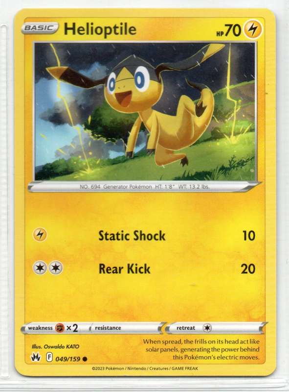 2023 Pokemon/Nintendo/Creatures/GAMEFREAK - Crown Zenith - Helioptile 49/159 Common